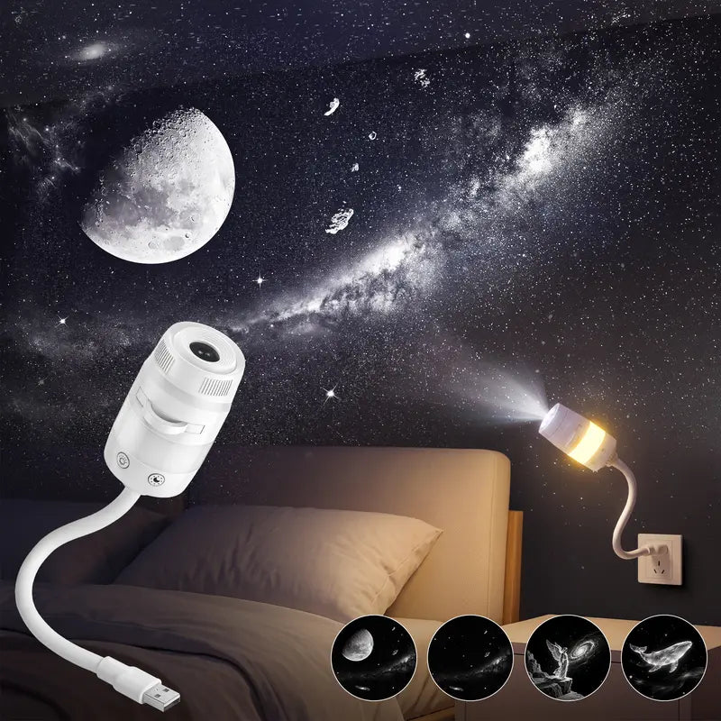 2-In-1 Afootry Projector Night Light, USB Star Projector with Adjustable Brightness, 360° Rotating Ceiling and Wall Projection Lamp, Room Decor Gift for Birthday, Holiday, Party and Bedroom(4/13Slides)