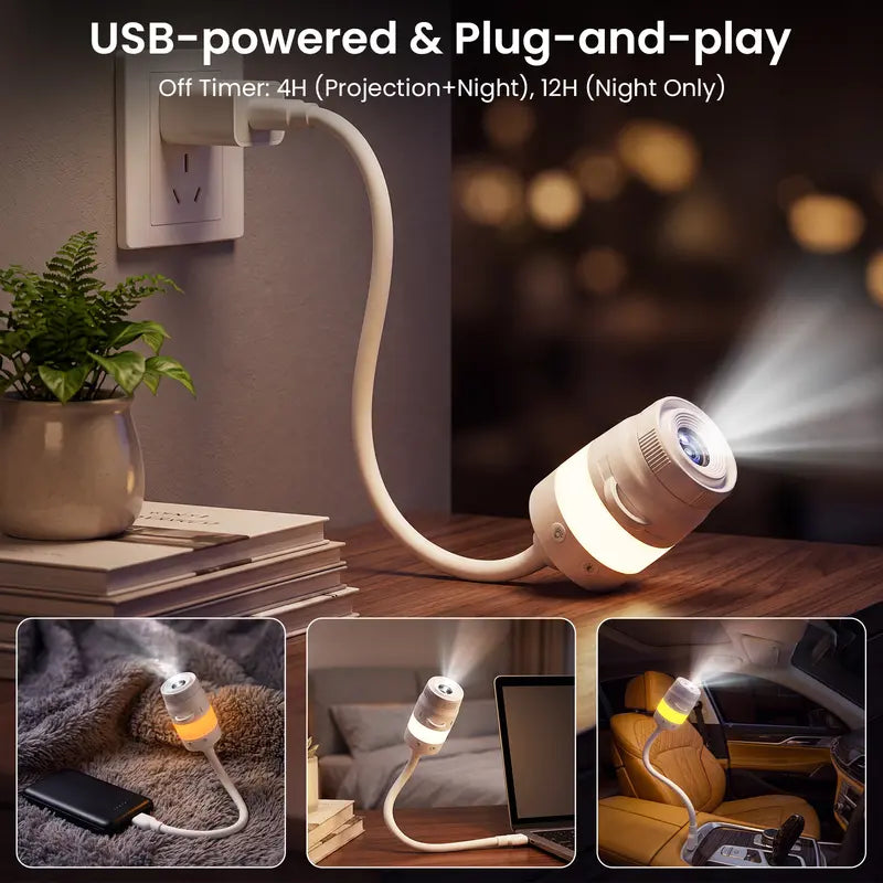2-In-1 Afootry Projector Night Light, USB Star Projector with Adjustable Brightness, 360° Rotating Ceiling and Wall Projection Lamp, Room Decor Gift for Birthday, Holiday, Party and Bedroom(4/13Slides)