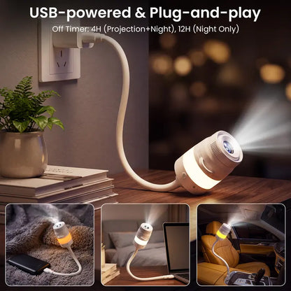 2-In-1 Afootry Projector Night Light, USB Star Projector with Adjustable Brightness, 360° Rotating Ceiling and Wall Projection Lamp, Room Decor Gift for Birthday, Holiday, Party and Bedroom(4/13Slides)