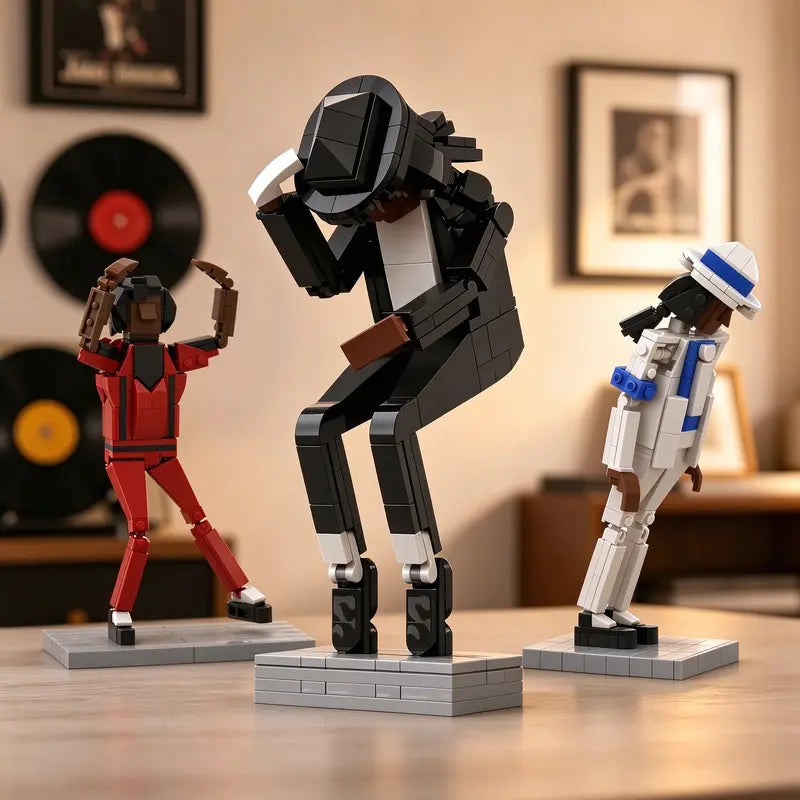 Building Block Assembly Toy, Classic Dance Pose Figure, Retro Pop Legend Tribute Collectible Model, Pop Music Stage Icon Building Kit, Fan Keepsake Gift for Adults Boys Girls