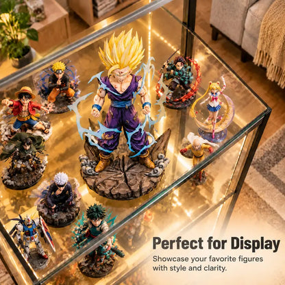 Anime Figure PVC Blonde Youth Warrior Collectible Statue, Lightning Effect Battle Diorama with Rock Base, Desktop Display Ornament, Halloween Christmas Holiday Gift for Anime Collectors & Hobbyists Sohochic Giftideas