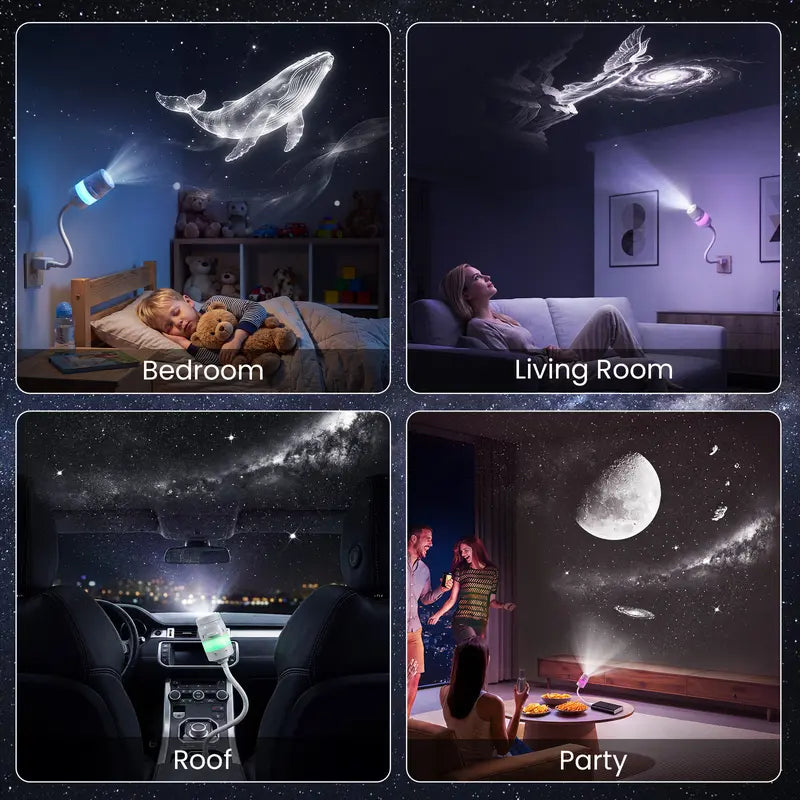 2-In-1 Afootry Projector Night Light, USB Star Projector with Adjustable Brightness, 360° Rotating Ceiling and Wall Projection Lamp, Room Decor Gift for Birthday, Holiday, Party and Bedroom(4/13Slides)