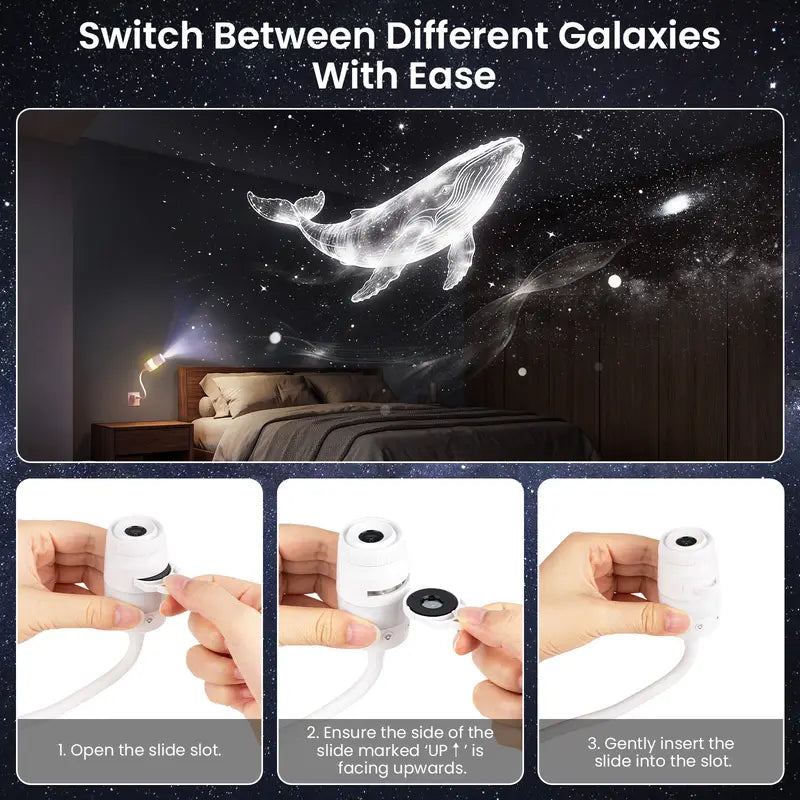 2-In-1 Afootry Projector Night Light, USB Star Projector with Adjustable Brightness, 360° Rotating Ceiling and Wall Projection Lamp, Room Decor Gift for Birthday, Holiday, Party and Bedroom(4/13Slides)