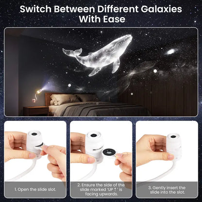 2-In-1 Afootry Projector Night Light, USB Star Projector with Adjustable Brightness, 360° Rotating Ceiling and Wall Projection Lamp, Room Decor Gift for Birthday, Holiday, Party and Bedroom(4/13Slides)