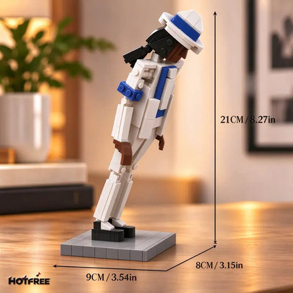 Building Block Assembly Toy, Classic Dance Pose Figure, Retro Pop Legend Tribute Collectible Model, Pop Music Stage Icon Building Kit, Fan Keepsake Gift for Adults Boys Girls